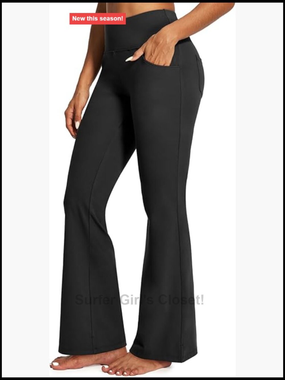 Wide Leg High Waist Bootcut Flare Yoga Pants with Pockets Tummy Control
